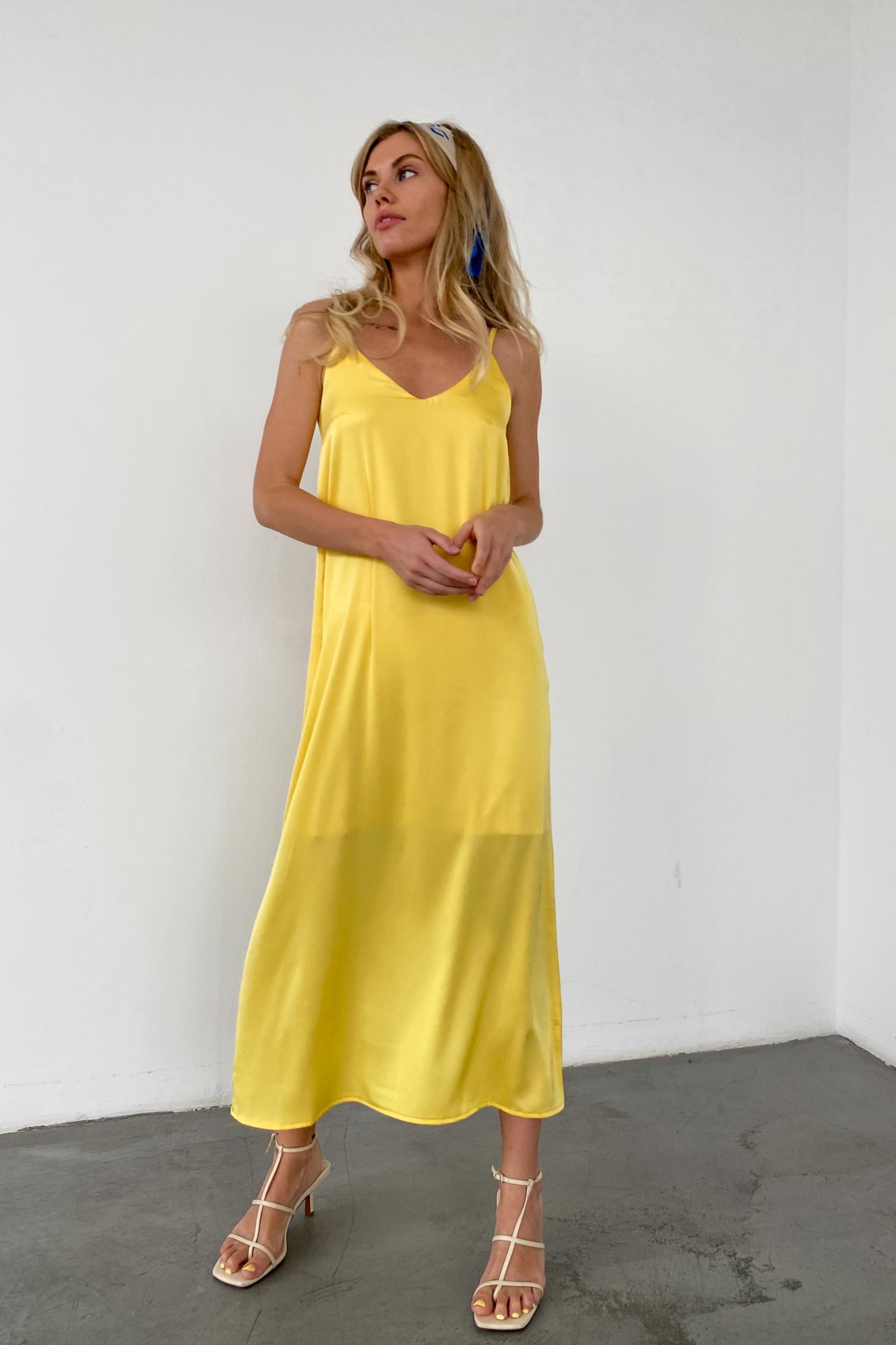 Платье-комбинация из смесового шелка (лимонный)