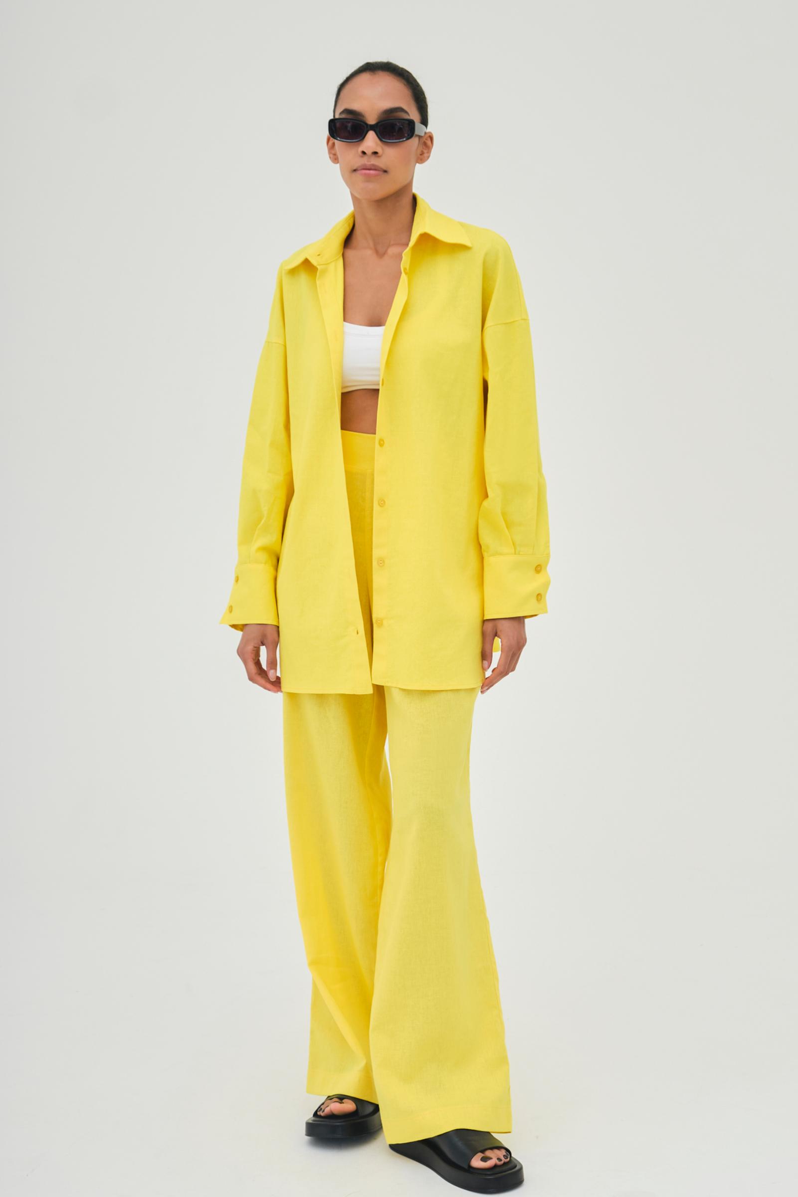 Брюки льняные (желтый) (M) 