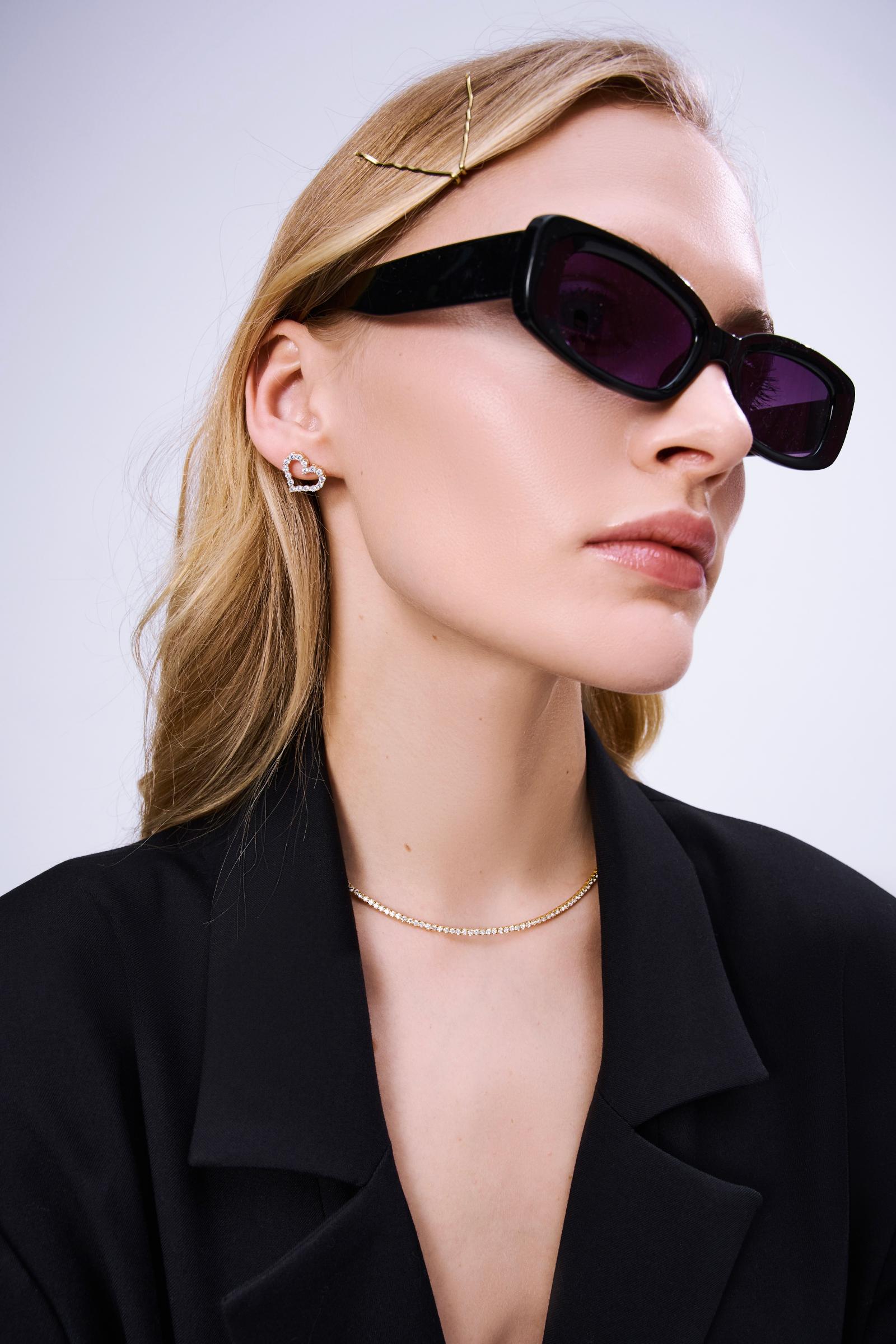 Серьги в виде сердец со стразами (золото-белый)