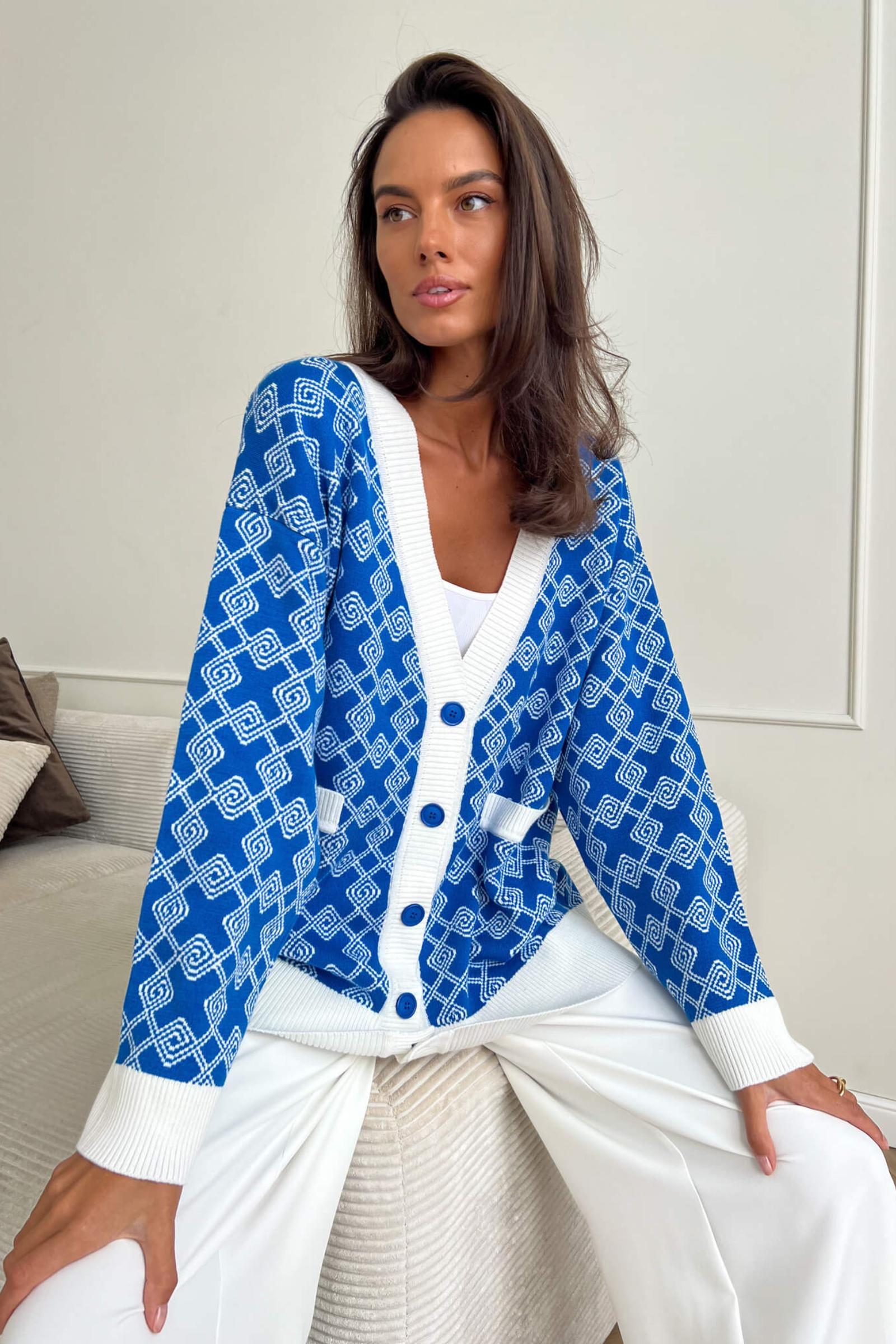 Кардиган pattern CHARMSTORE (электрик-молочный) (one size) 