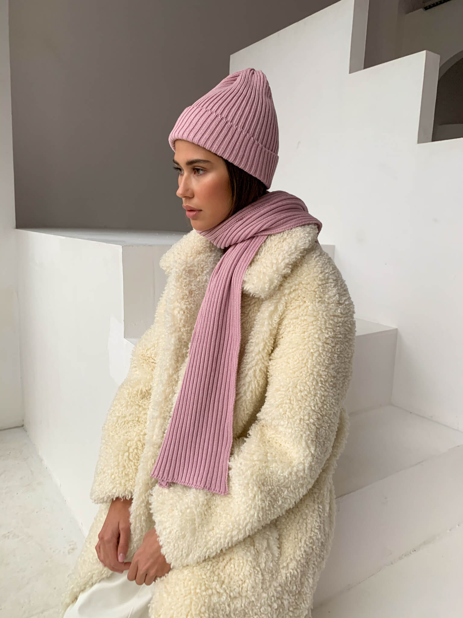 Шарф из хлопка (пыльная роза)  (one size) 