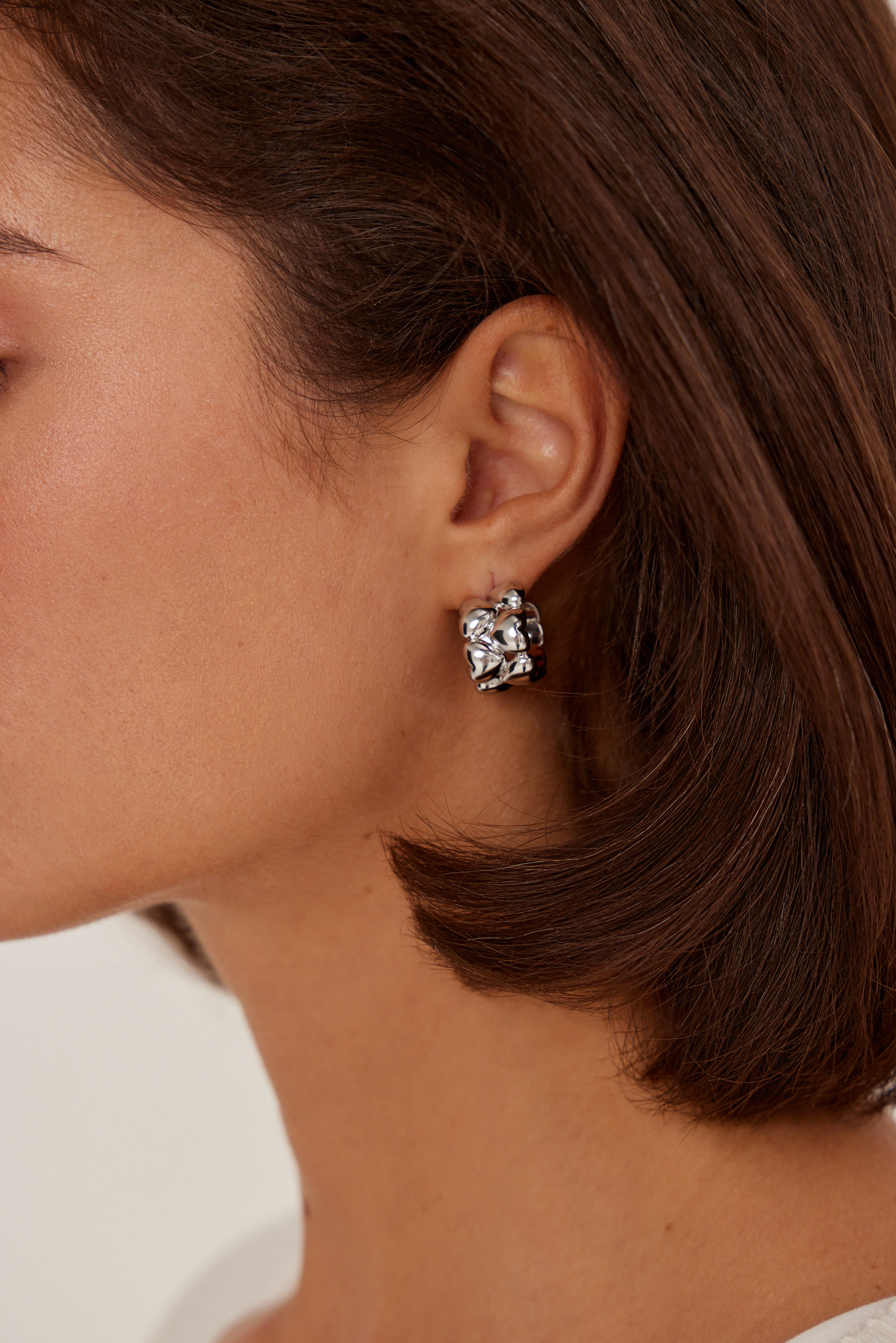 Серьги-дорожка из сердец (серебро)