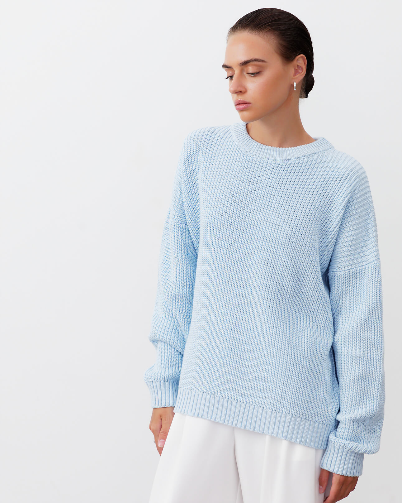 Свитер базовый из хлопка (голубой) (one size) 