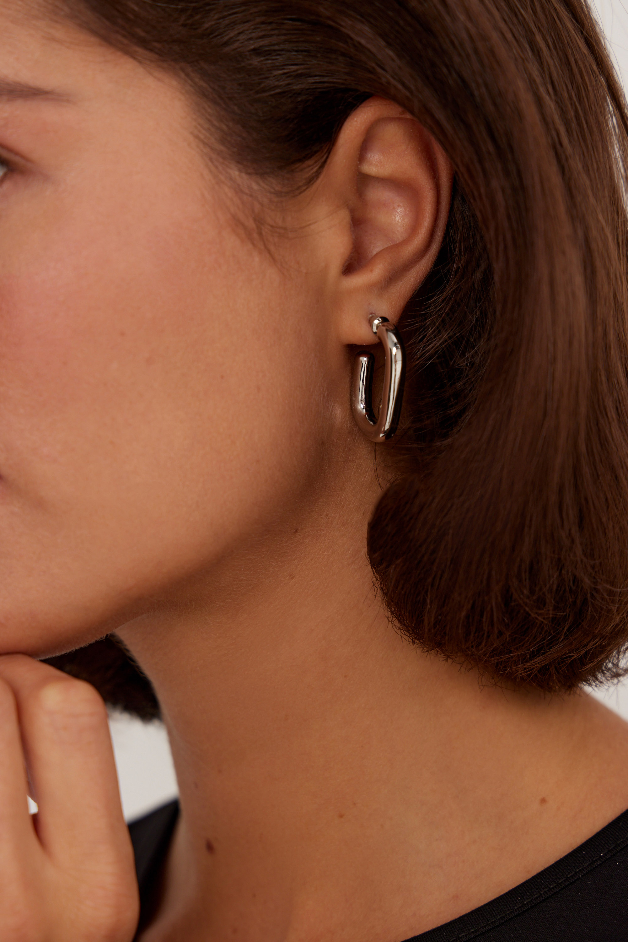 Серьги-полукольца овальные (серебро)