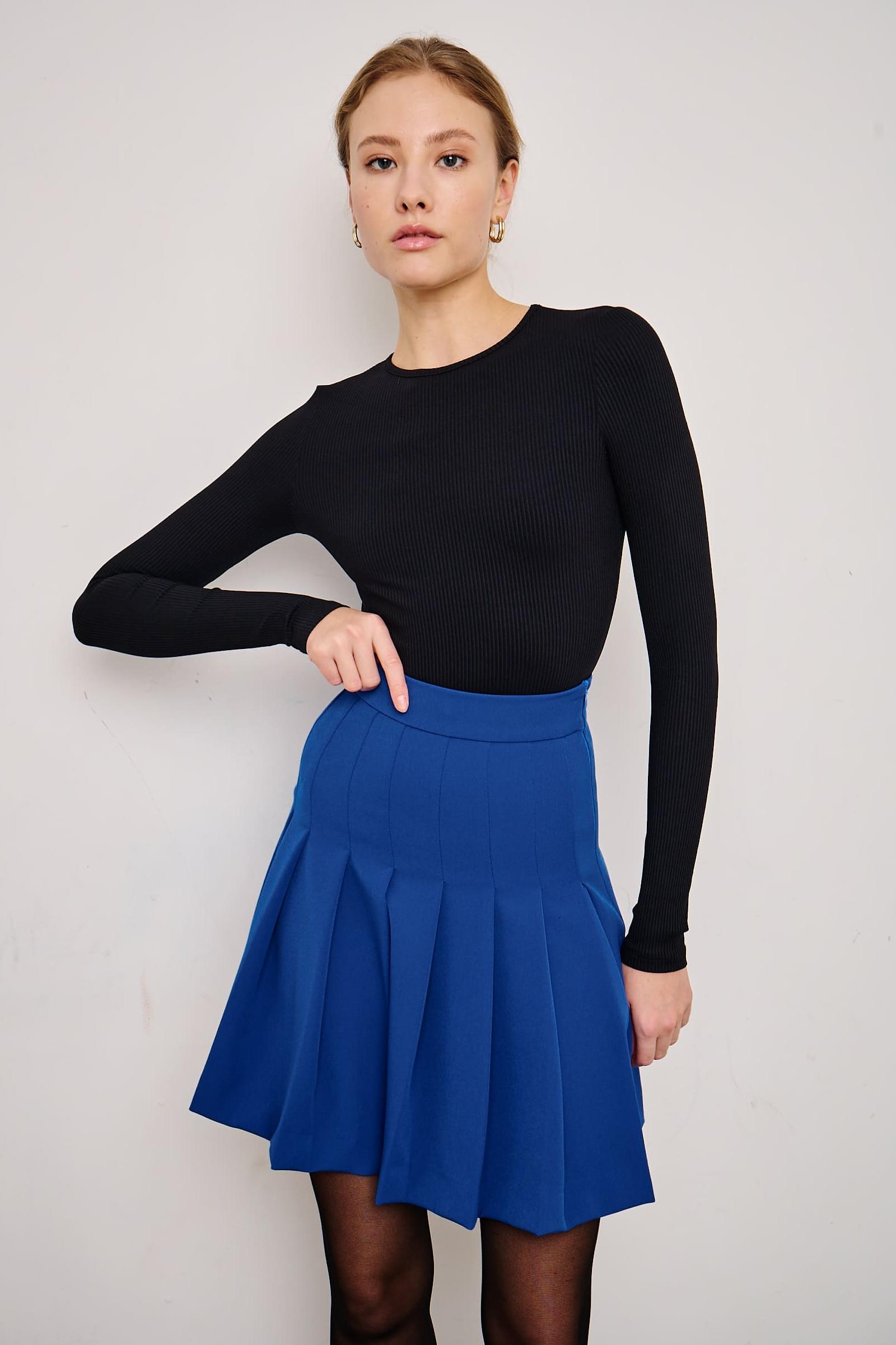 Юбка мини в складку (синий) inspire юбка длины мини в складку черный