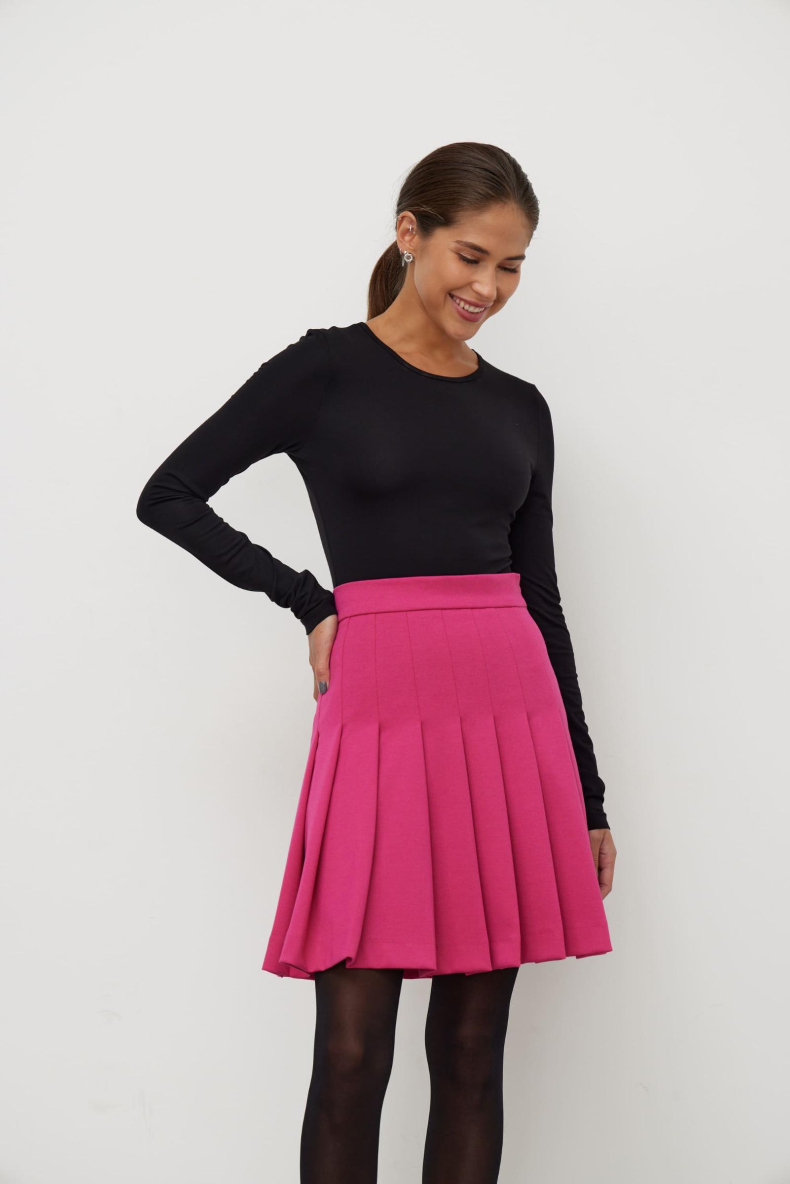 Юбка мини в складку (ярко-розовый) inspire юбка длины мини в складку черный