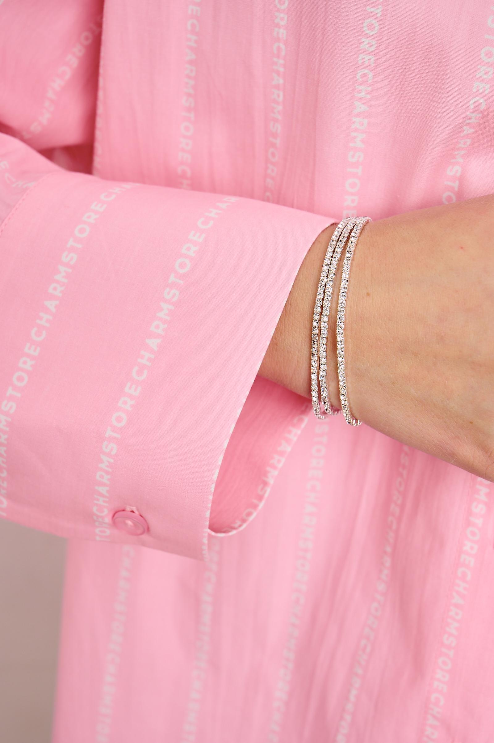 Браслет с круглыми стразами (серебро-белый)