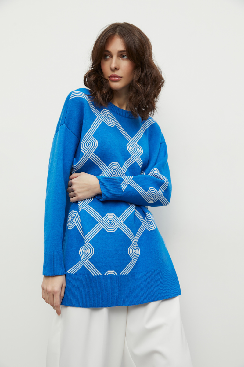 Свитер из хлопка pattern CHARMSTORE (электрик-молочный) (one size) 