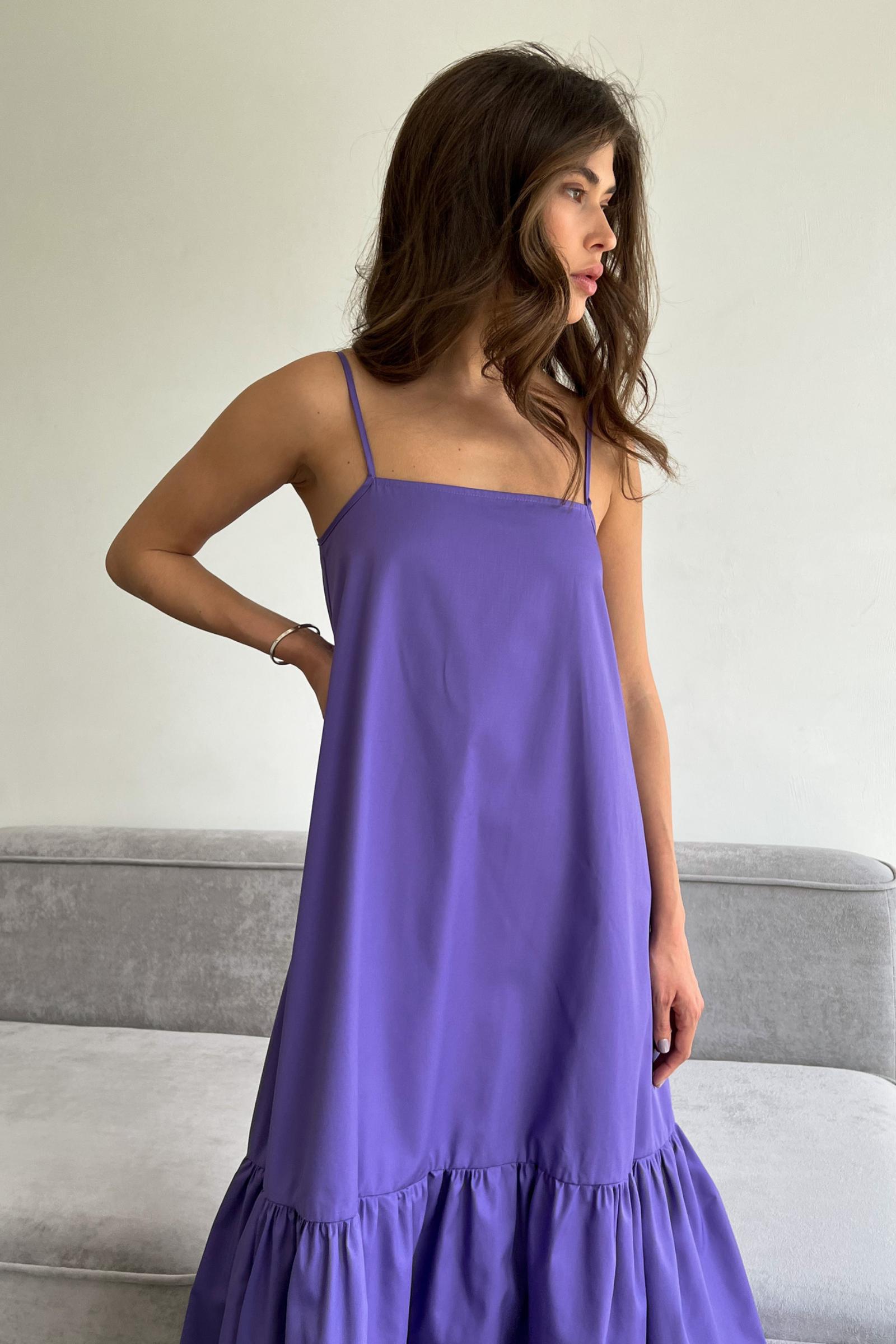 Платье-трапеция из хлопка (фиолетовый)
