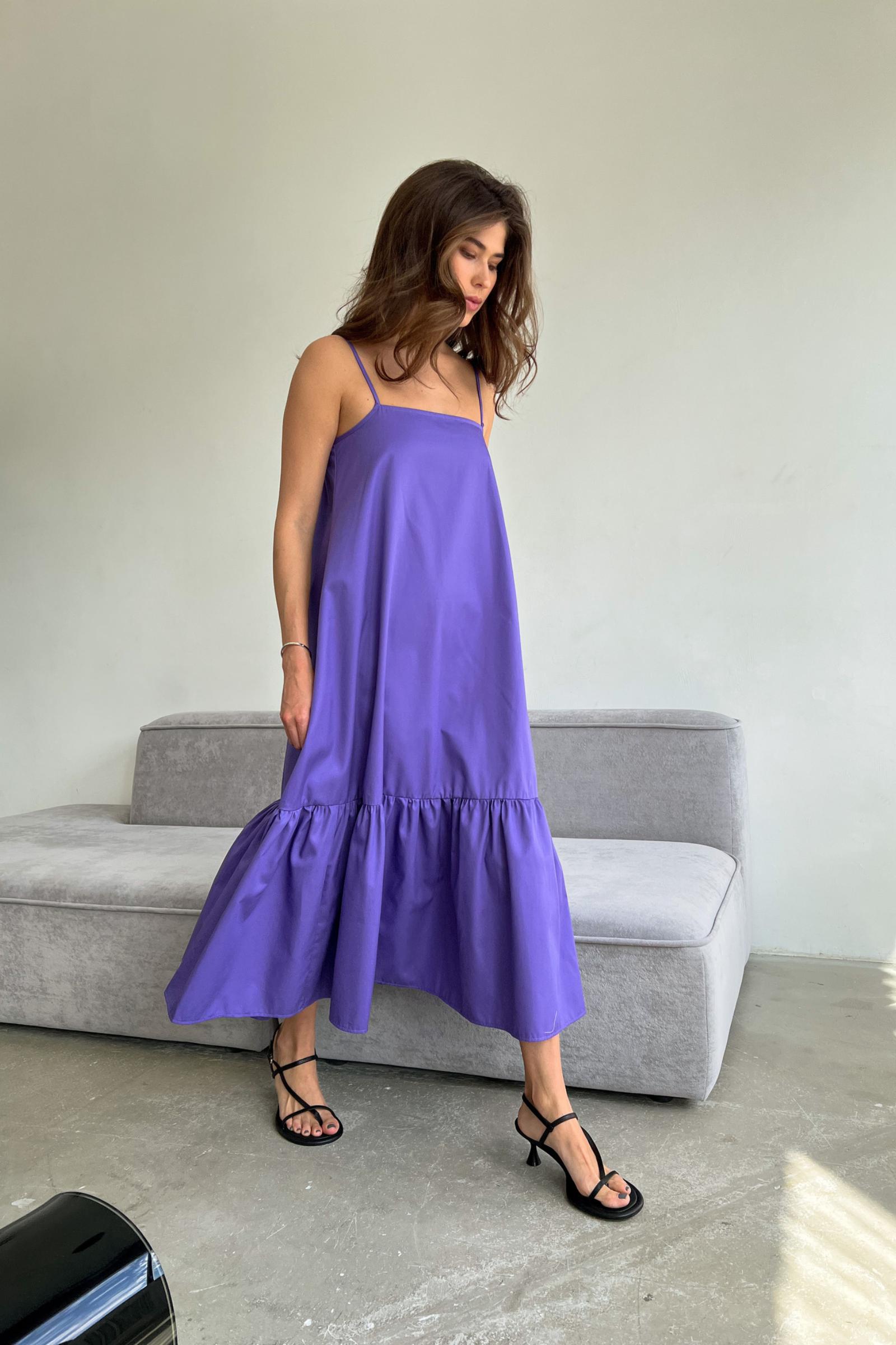 Платье-трапеция из хлопка (фиолетовый)
