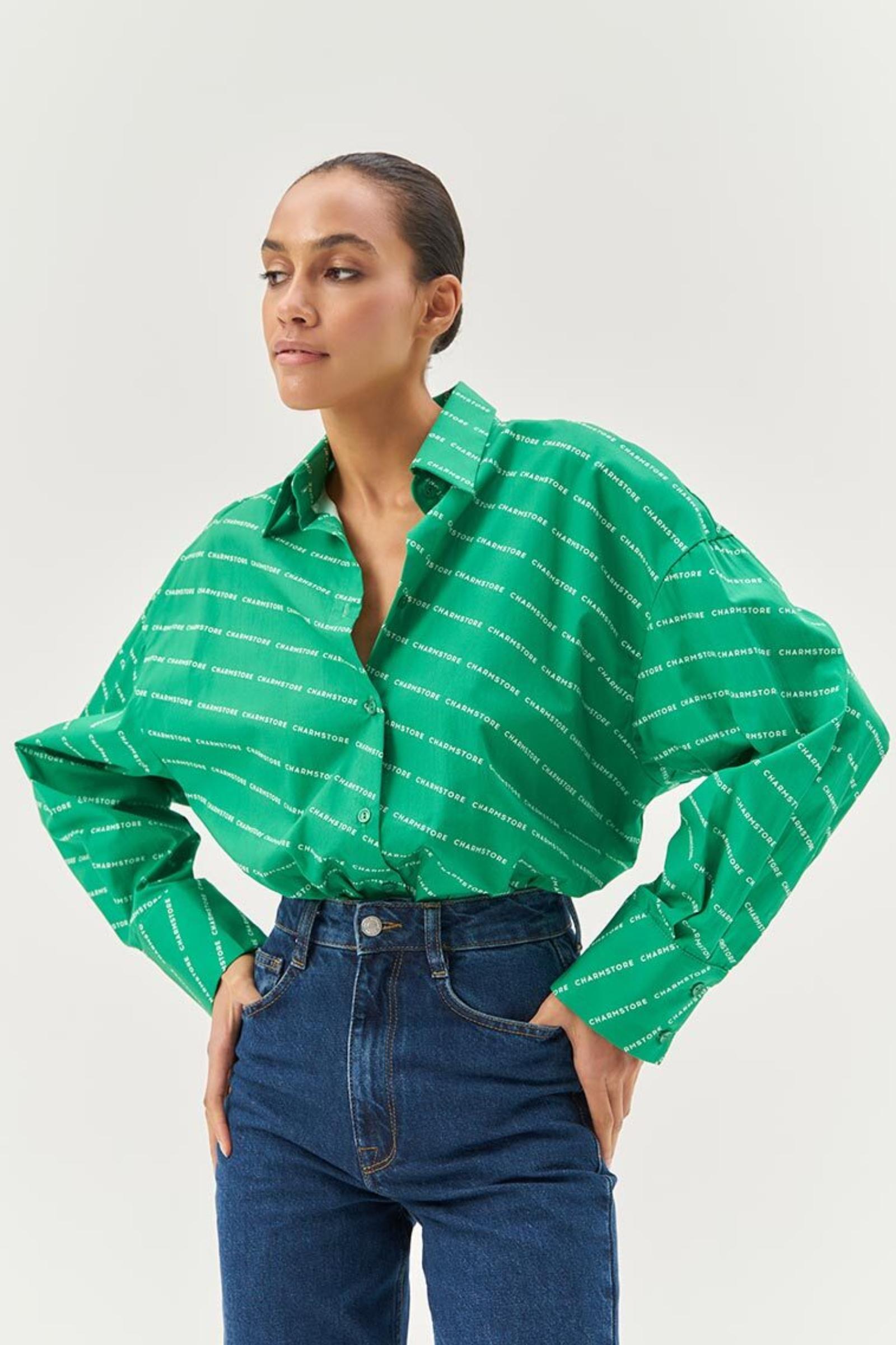 Рубашка оверсайз Logomania (травяной) (one size) 