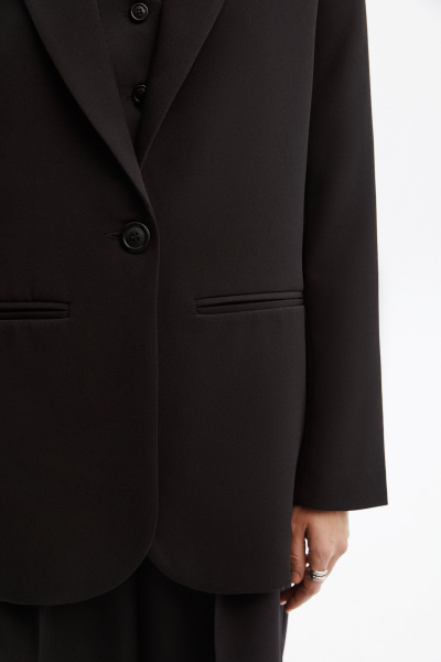Пиджак прямой со шлицей (S, черный) 2159