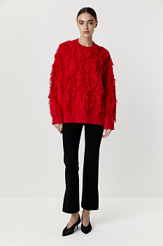 Джемпер с орнаментом из бахромы (алый)