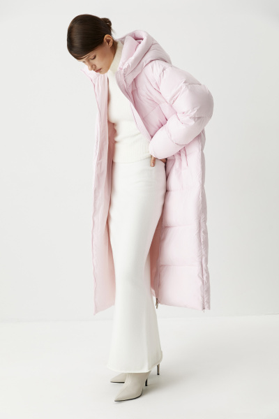 Пальто макси утепленное (розовый) (XS) 