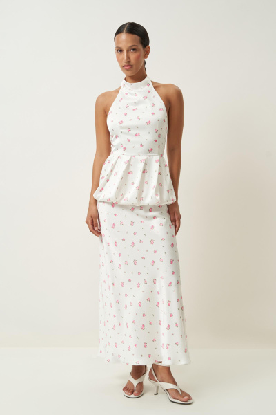 Юбка макси с принтом (L, молочный) 2207