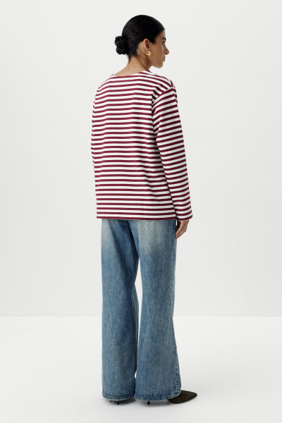 Лонгслив в полоску (молочный / бордовый) (XS/S) 