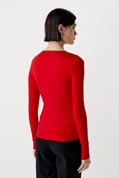 Лонгслив с V - вырезом (красный) (XS)