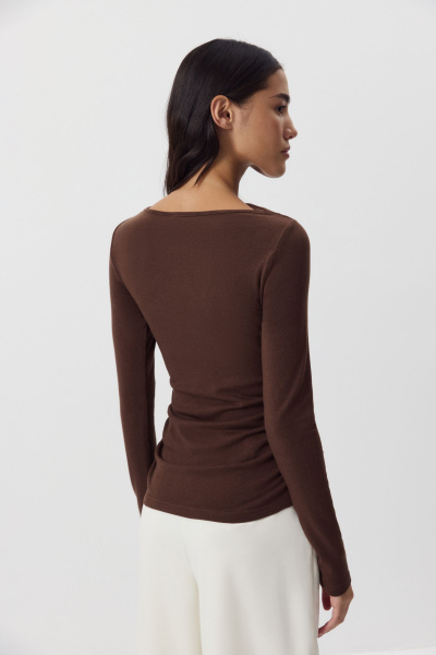 Лонгслив из кашемира с лиоцеллом (шоколадный) (S) 