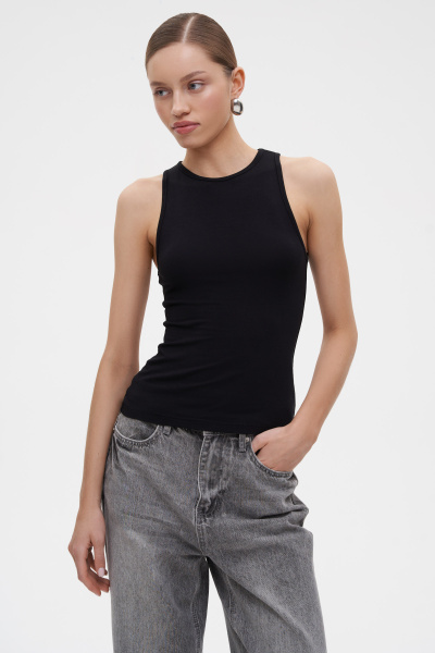 Топ из вискозы (L, черный)