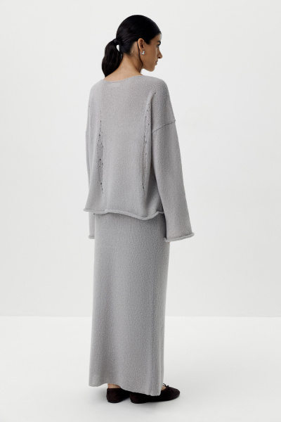 Джемпер оверсайз с гранжевым эффектом (светло-серый) (M/L) 