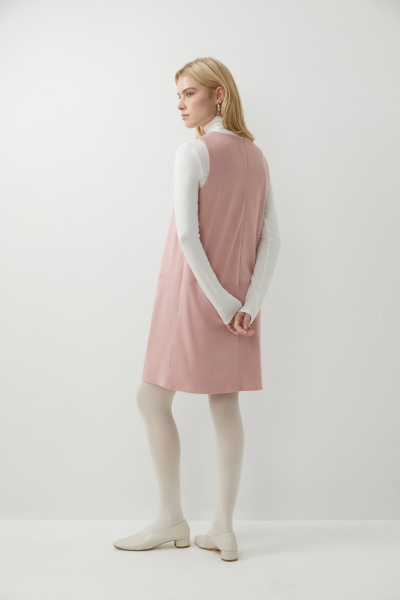 Платье мини прямое из замши (розовый) (S) 