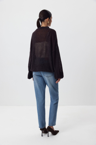 Кардиган ажурной вязки (шоколадный) (one size) 