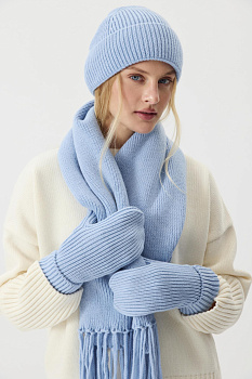 Варежки из шерсти мериноса (Голубой)