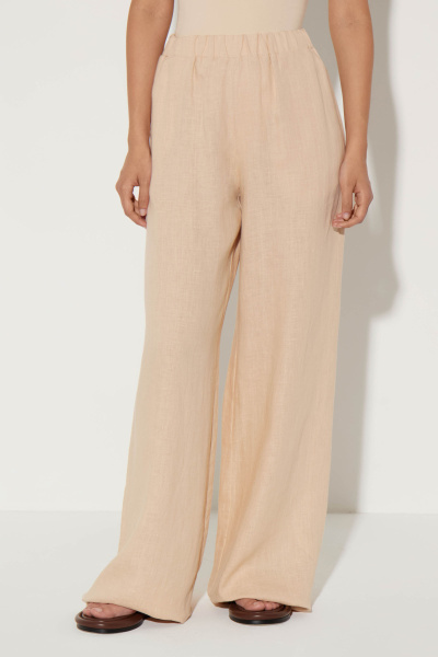 Брюки на резинке изо льна (M/L, бежевый) 2183