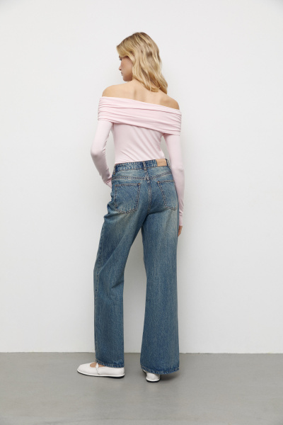 Лонгслив трикотажный с драпировкой на плечах (барби) (XS) 