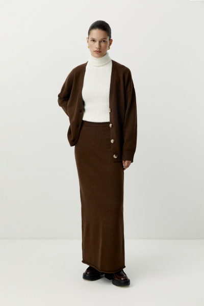 Юбка макси прямая вязаная (коричневый) (M/L) 