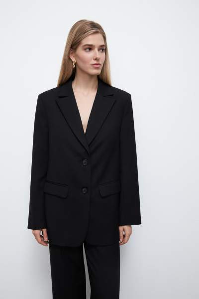 Пиджак свободного кроя из костюмной ткани (XS, черный) 