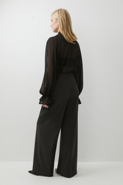 Брюки силуэта палаццо из костюмной ткани (серый) (XS) 