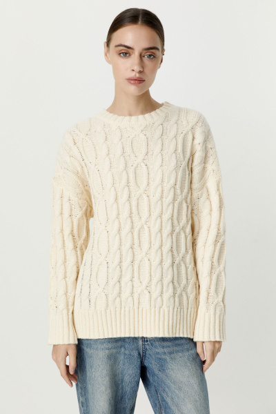 Джемпер с косами базовый (кремовый) (XS)