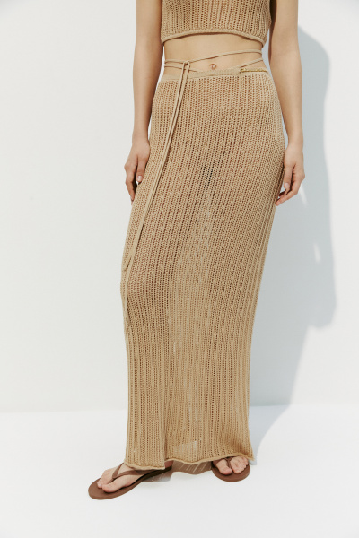 Юбка вязаная ажурная (M/L, песочный) 2184