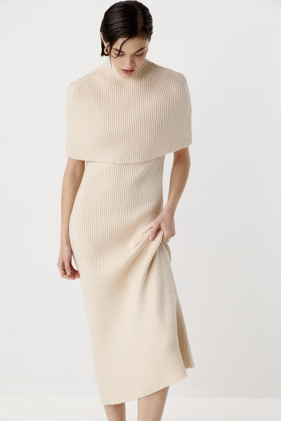 Платье вязаное с кейпом (бежевый) (XS/S) 