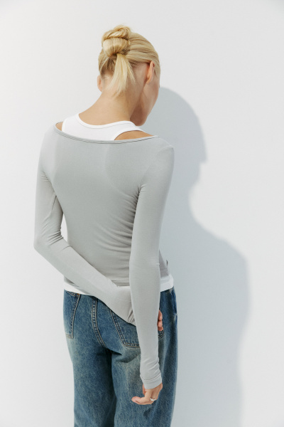 Лонгслив двухслойный (серый) (XS) 