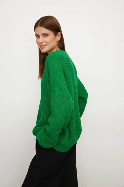 Свитер базовый из хлопка (one size, травяной)