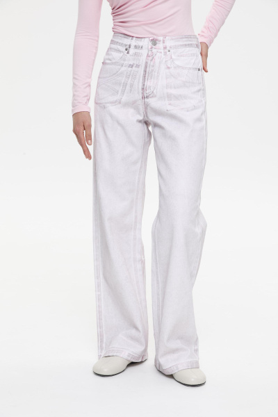 Джинсы с металлизированным покрытием/Foil coated denim pants (27/S, розовый/pink) 2128