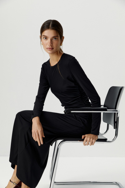 Платье с асиметричной сборкой (черный) (XS) 