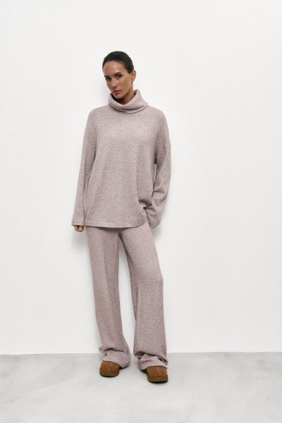 Джемпер из теплого трикотажа (XS/S, кофейный)