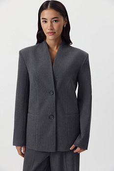 Пиджак без лацканов (серый меланж)