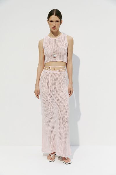 Топ вязаный ажурный (M, светло-розовый) 2556