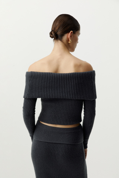 Джемпер с открытыми плечами (антрацит) (S) 