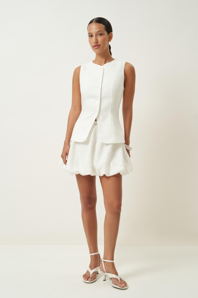 Жилет удлиненный изо льна (молочный) (XS)