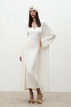 Кардиган удлиненный из вискозы (Молочный)