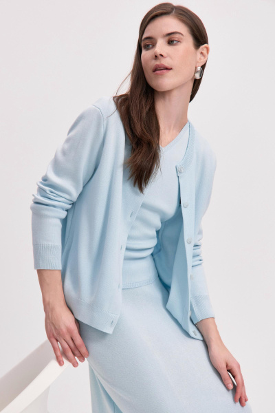 Кардиган вязаный (голубой) (L) 