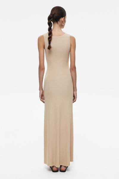 Платье макси вязаное (XS, бежевый)