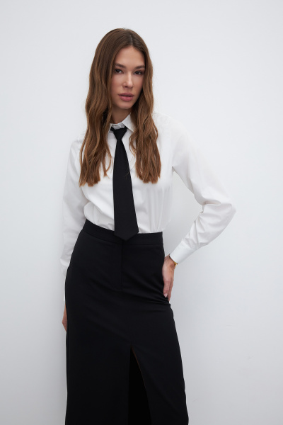 Рубашка классическая со съемным галстуком (L, молочный) 2207