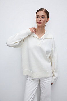 Вязаное поло с длинным рукавом