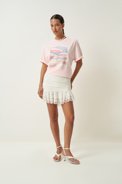 Юбка мини из кружева (молочный) (S) 